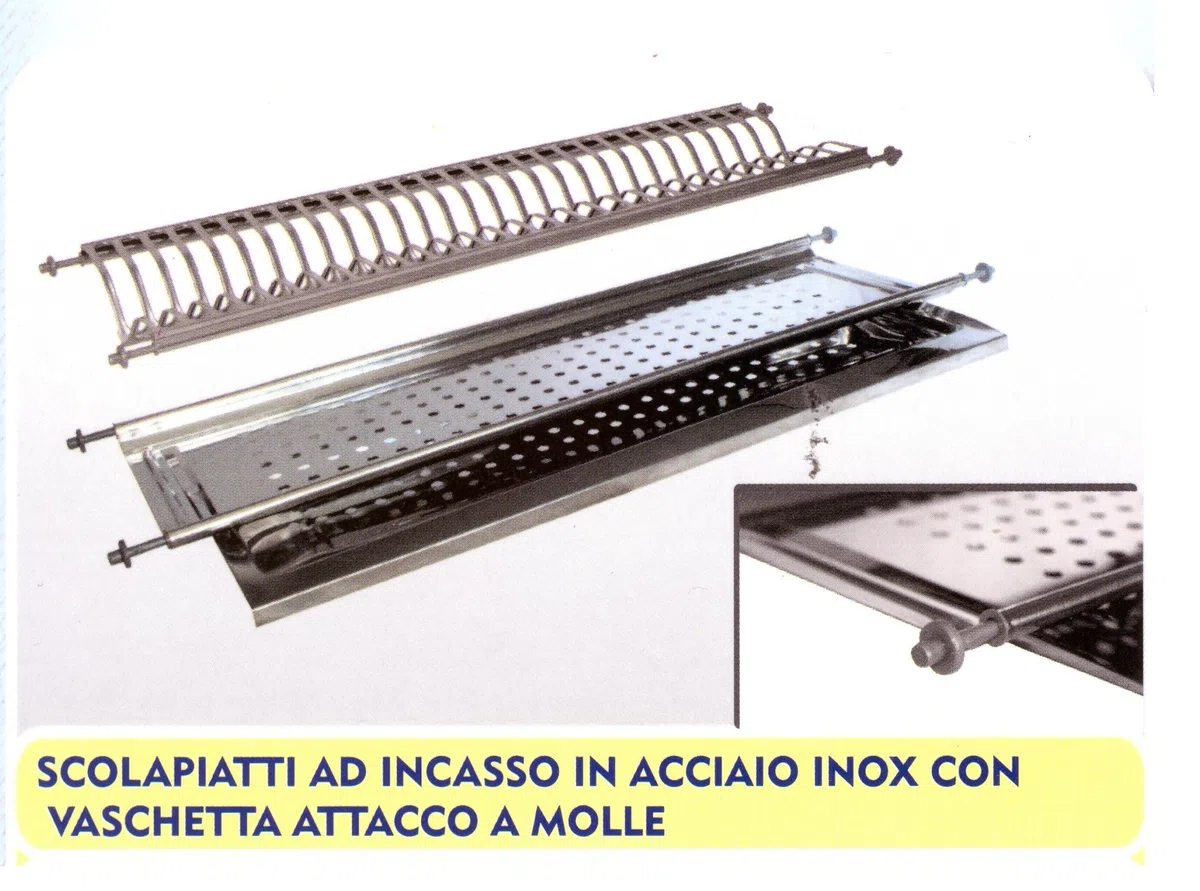 IDOR STORE SCOLAPIATTI ACCIAIO INOX AISI 430 DA 86 CM PER PENSILI DA 90 CM ATTACCO A MOLLE COLAPIATTI ACCIAIO