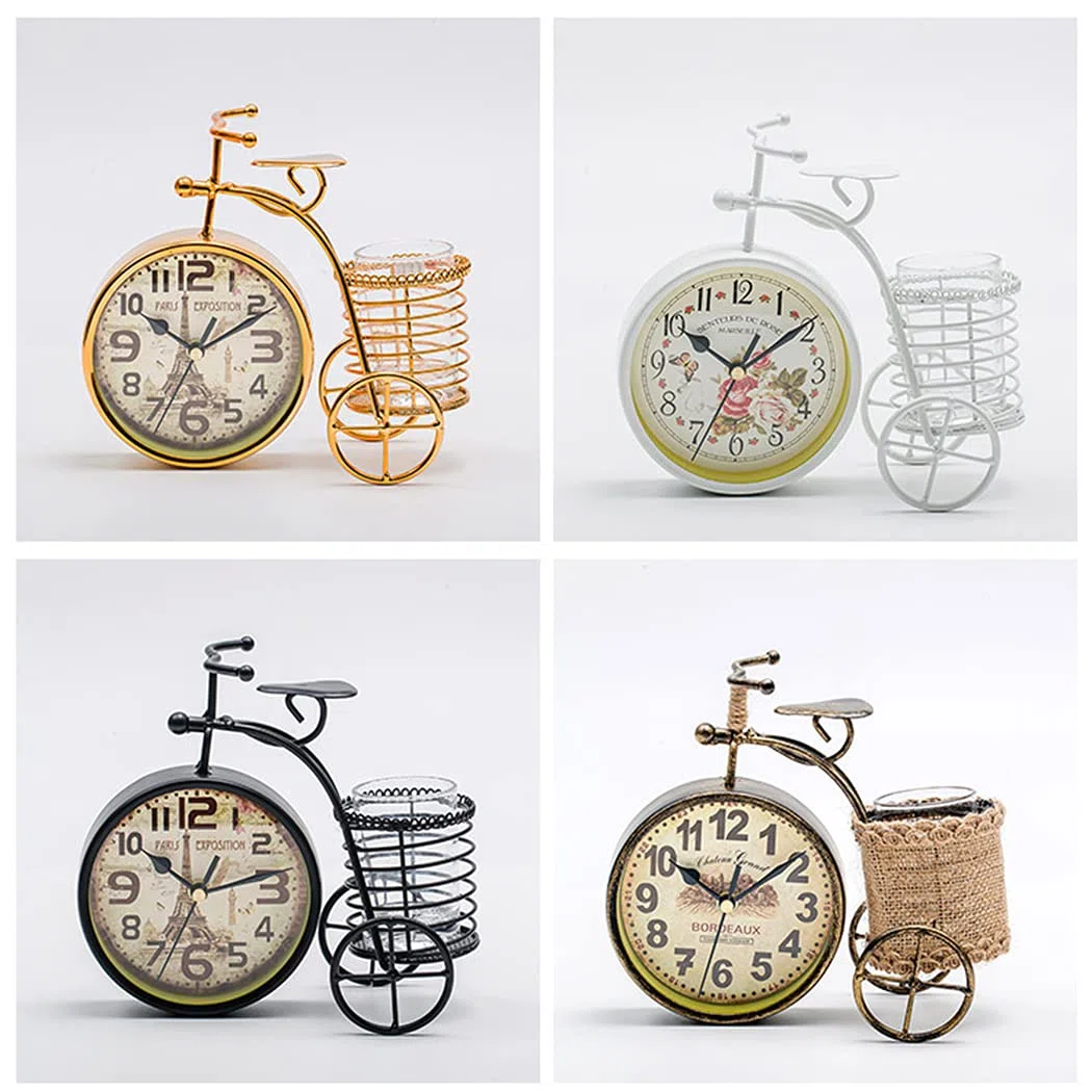 Orologio da tavolo da bicicletta alla moda creativo in ferro metallo silenzioso orologio da tavolo soggiorno camera da letto decorazione