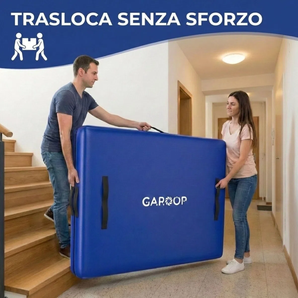 Custodia protettiva per materasso 180 x 200 x 30 cm, dotata di 12 manici rinforzati e chiusura lampo, ideale per riporre oggetti, riporre e traslochi, resistente agli strappi e impermeabile