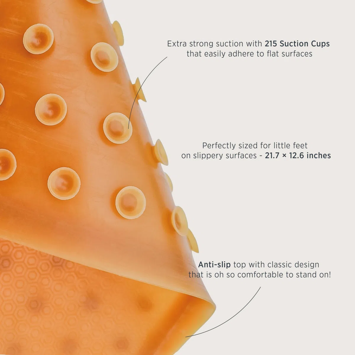 HEVEA Tappetino da bagno per neonati e bambini, 100% gomma naturale, antiscivolo, tappetino per vasca da bagno per bambini, riciclato, design danese, sicuro e sostenibile essenziale per il bagno