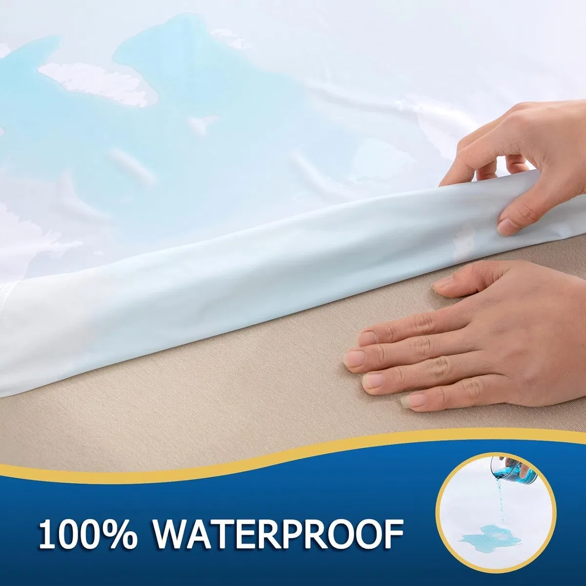 4AS Coprimaterasso impermeabile, a prova di cimici e acari, 30 cm, con cerniera, per letto super king size (bianco, 182 x 200 cm)