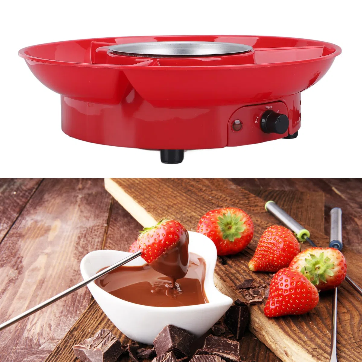 Qcwwy Pentola per Sciogliere Il Cioccolato, Fontana Elettrica per Cioccolato Macchina per Fonduta di Olio Set con Vassoio Rimovibile Pentola Riscaldante per Scalda Cioccolato (Spina