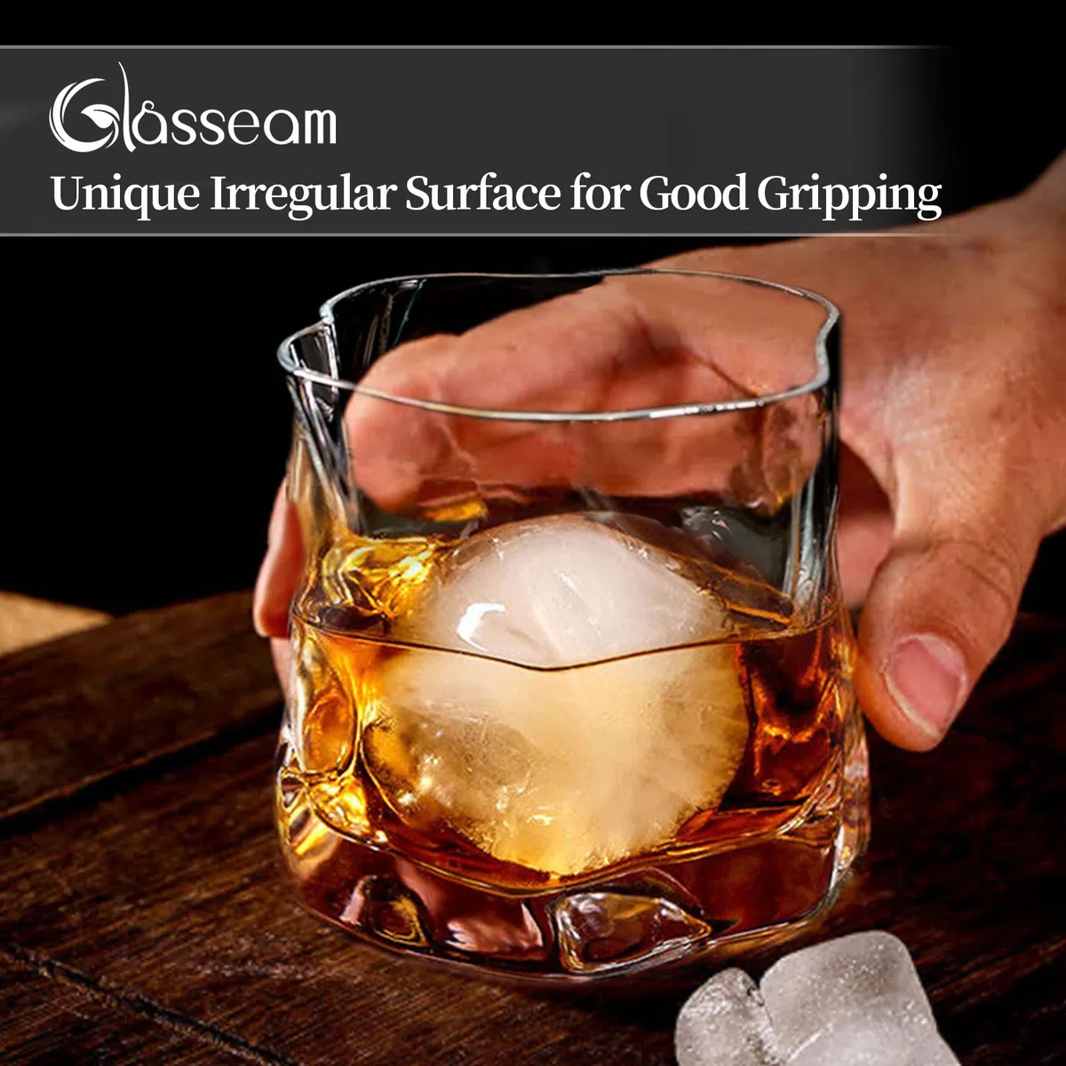 Glasseam Bicchieri Da Whisky Irregolari Set Di 6 Bicchieri Da Scotch Con Pieghe Inclinate Bicchiere Da Whisky Alla Moda 250Ml Per Papà, Marito, Amici, Bicchieri Per Bicchiere Da Bourbon/Rum/Bar