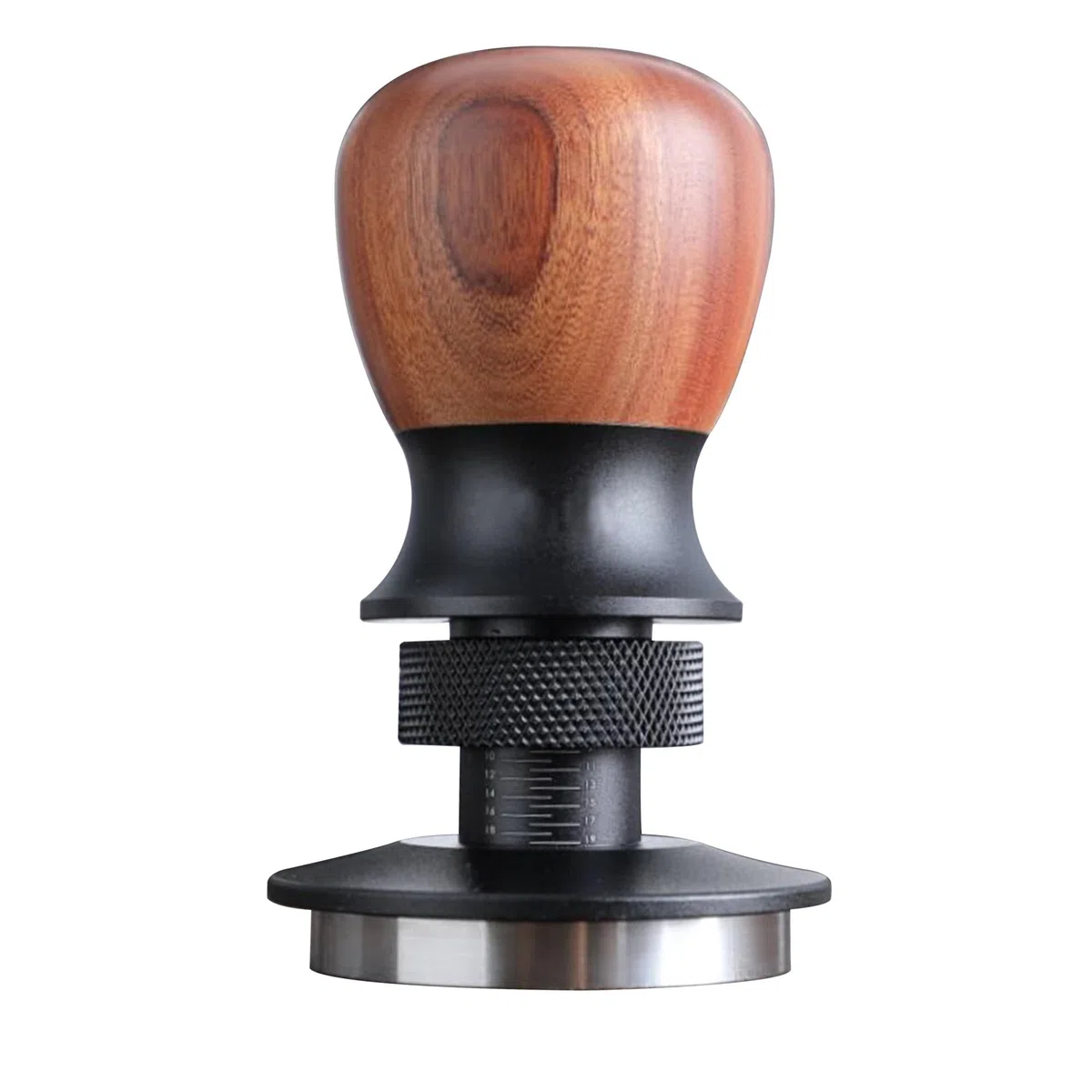 VINATO Pressa Caffè Espresso Professionale - Tamper Caffè 53.3mm con Sistema a Pressione Costante 30lbs, Profondità Regolabile, Impugnatura in Noce e Base in Acciaio Inox 304