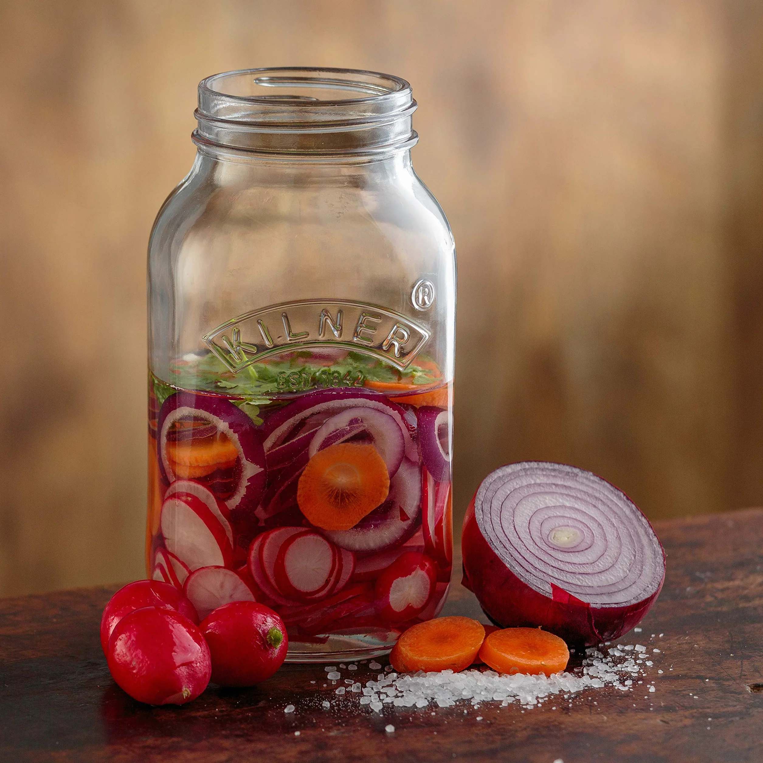 KILNER Set di fermentazione / 2 barattoli da 1 litro con coperchio di fermentazione/facile conservazione di verdure/fermentazione Starter Set/Conservare verdure come crauti e kimchi/Barattolo
