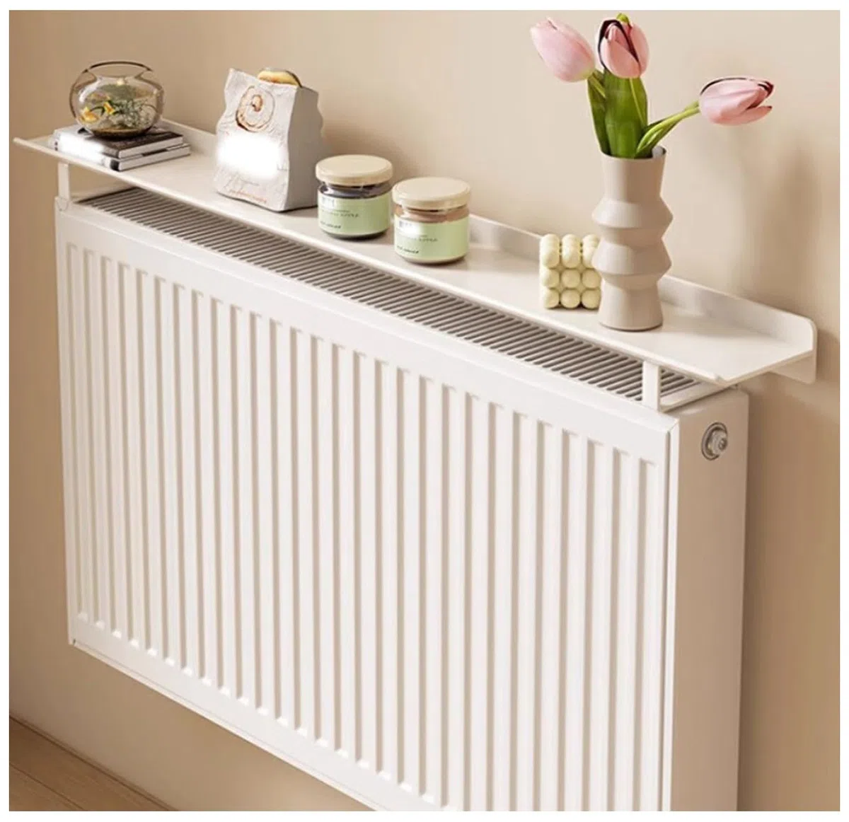 Mensola sopra Termosifone Mensola per Termosifone Rimovibile Senza Foratura Copri Termosifone Moderno da 15Cm di profondità, Copertura per Radiatore in Lega di Alluminio, Antipolvere 40cm