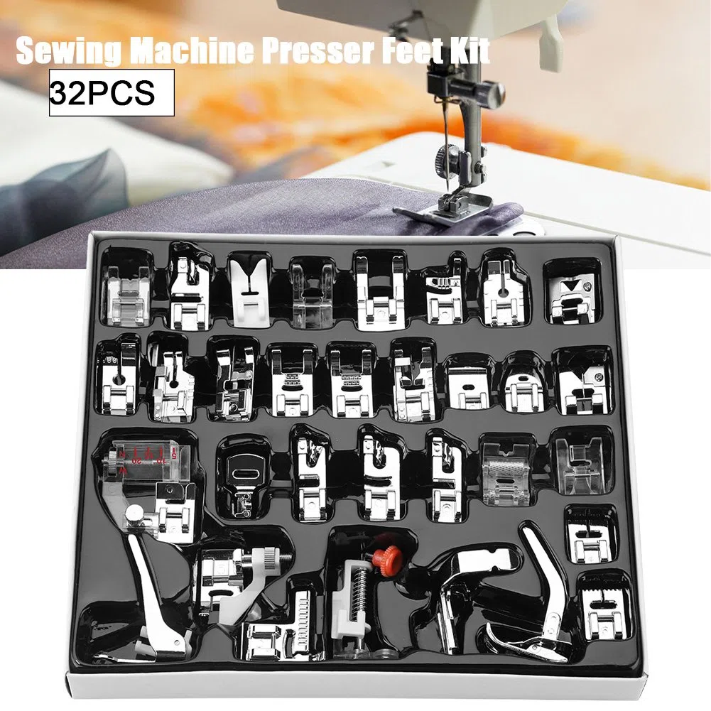 Zerodis Piedino Premistoffa Set, 32 Pezzi Piedini Cucire Combinato Parte Macchina Kit DIY Multifunzione Utensili Cucire Domestici per Singer Babylock Janome Elna Toyota New Home Simplicity Kenmo