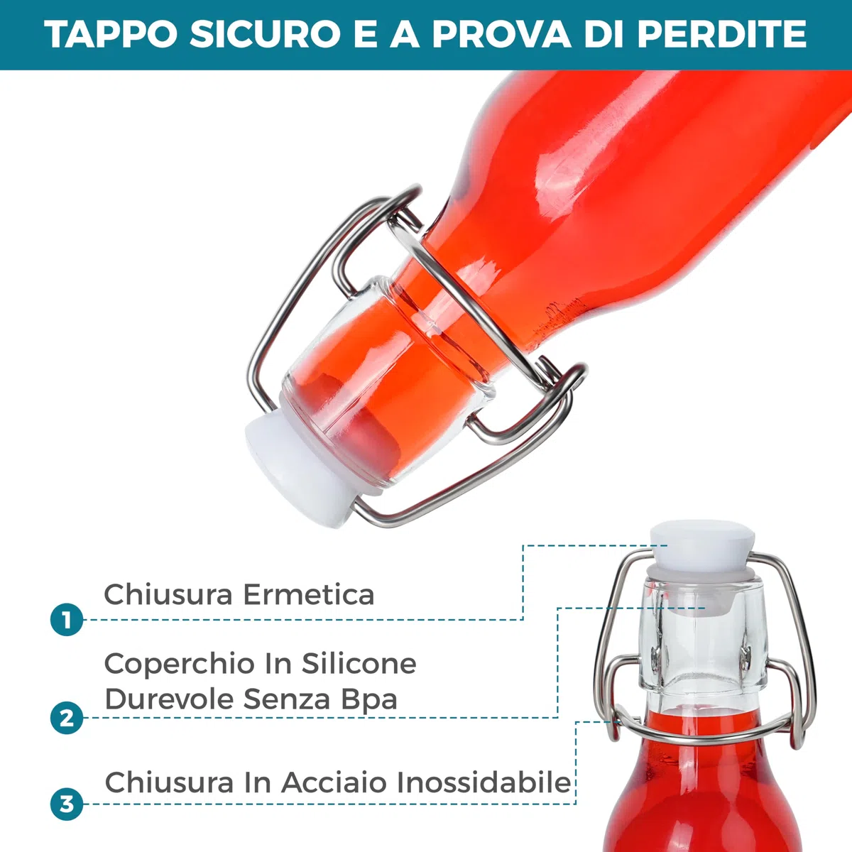 Winter Shore Bottiglie Vetro Piccole 120 ml con Tappo ed Etichette (Set da 20) - Bottigliette Vetro Bomboniere Riutilizzabili - Mini Alcolici Bottiglie - Bottigliette Alcolici con Tappo a Ribalta