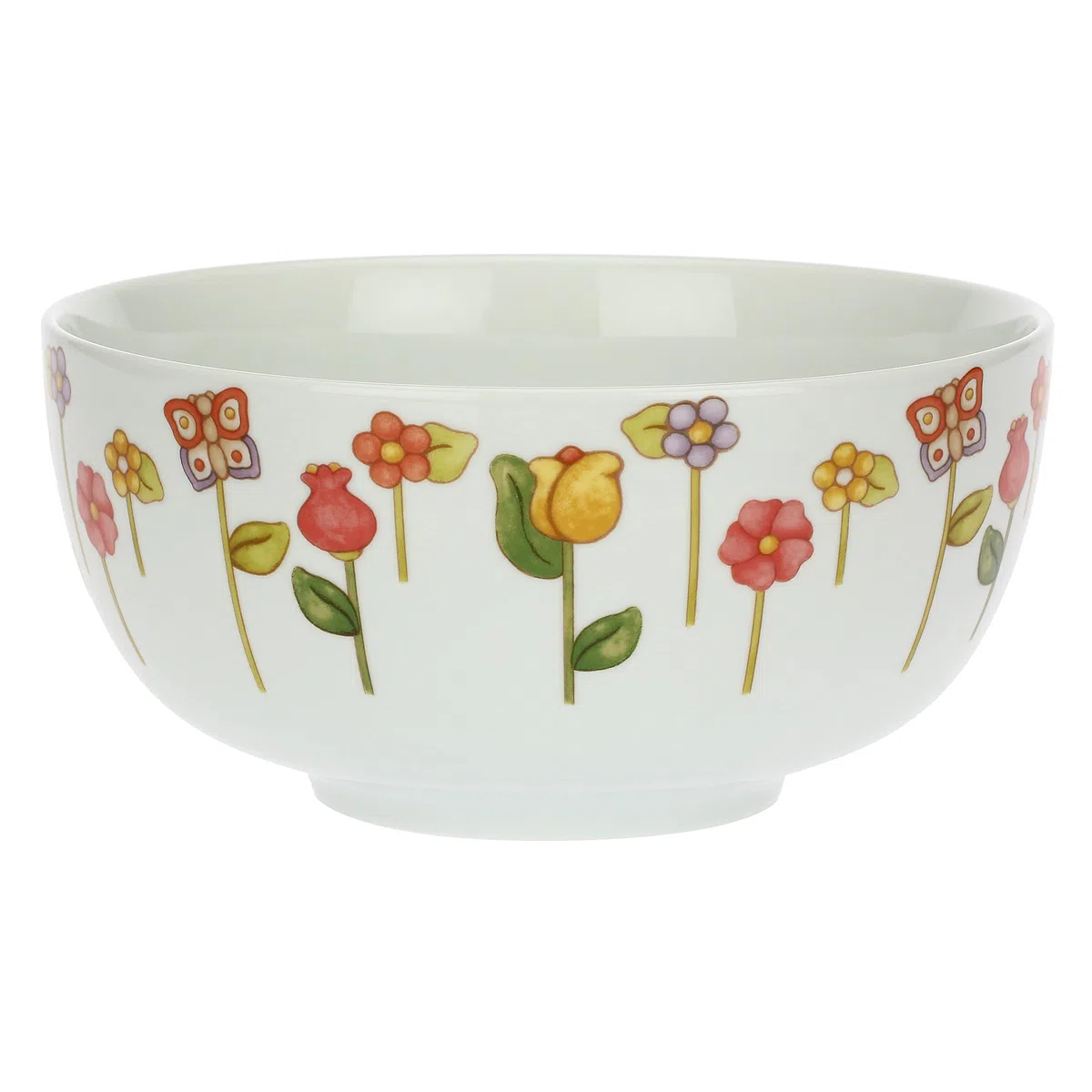 THUN, Ciotola in Porcellana Decorata a Mano con Motivi Floreali, Versione Maxi, Linea Happy Country, 25 cm
