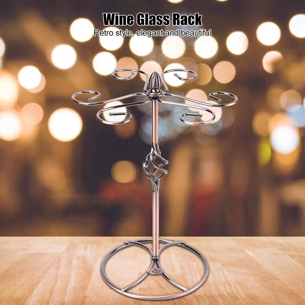 Tissting Portabicchieri da Vino, Elegante Portabicchieri da Tavolo con 6 Ganci, Design Retro Europeo, Materiale in Ferro, Organizzatore per Bicchieri, Perfetto per Casa, Bar, Ristoranti