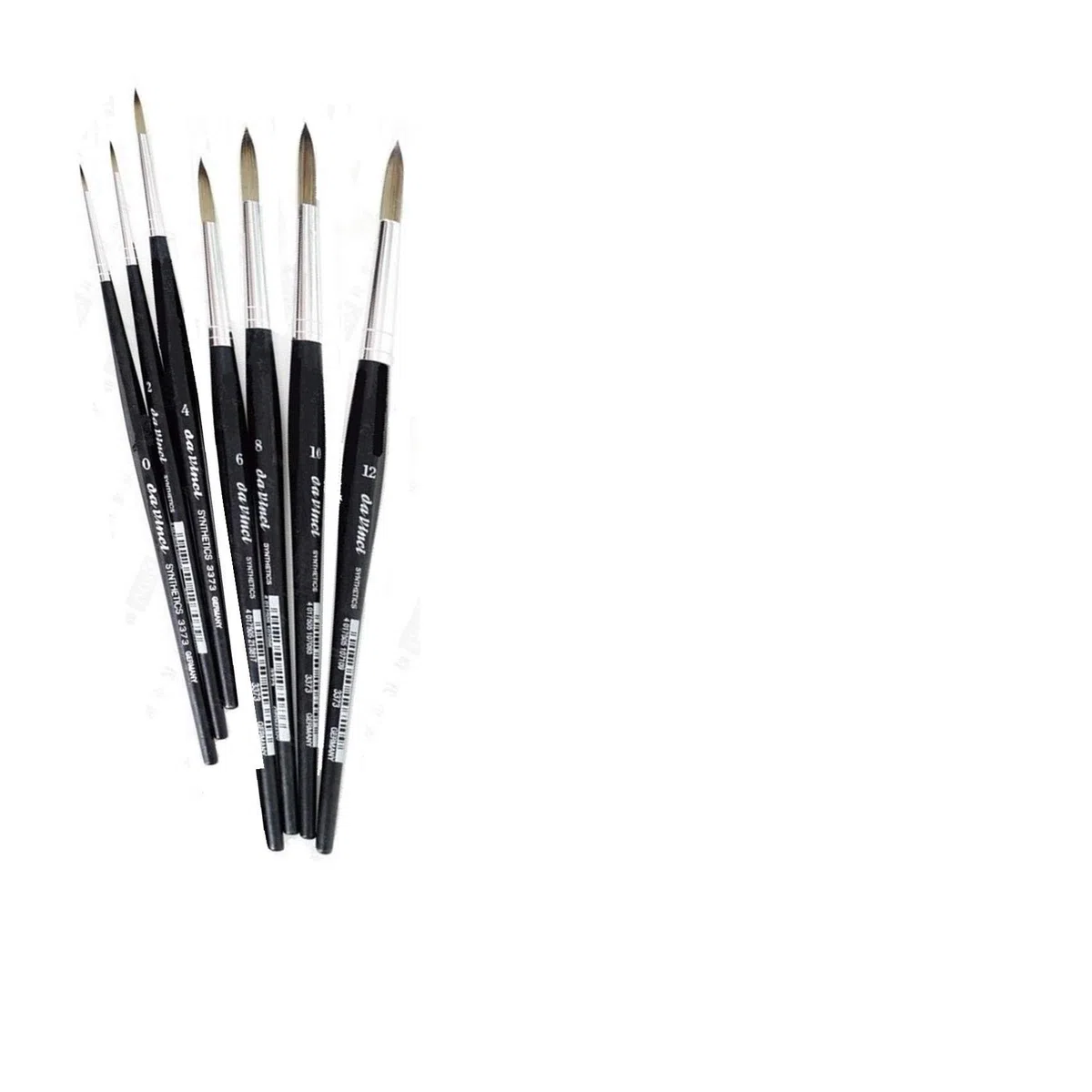 Da Vinci Serie 373 (3373) Set di 7 pennelli rotondi sintetici grigi 0,2,4,6,8,10,12 per pittura a olio, acrilico, guazzo e acquerello