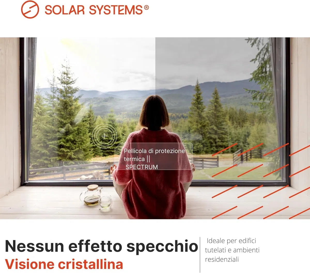 SOLAR SYSTEMS - Pellicola termica per finestre con rivestimento in nano-ceramica - pellicola isolante per finestre termo trasparente - pellicola di protezione solare, dal freddo Spectra 75x50cm