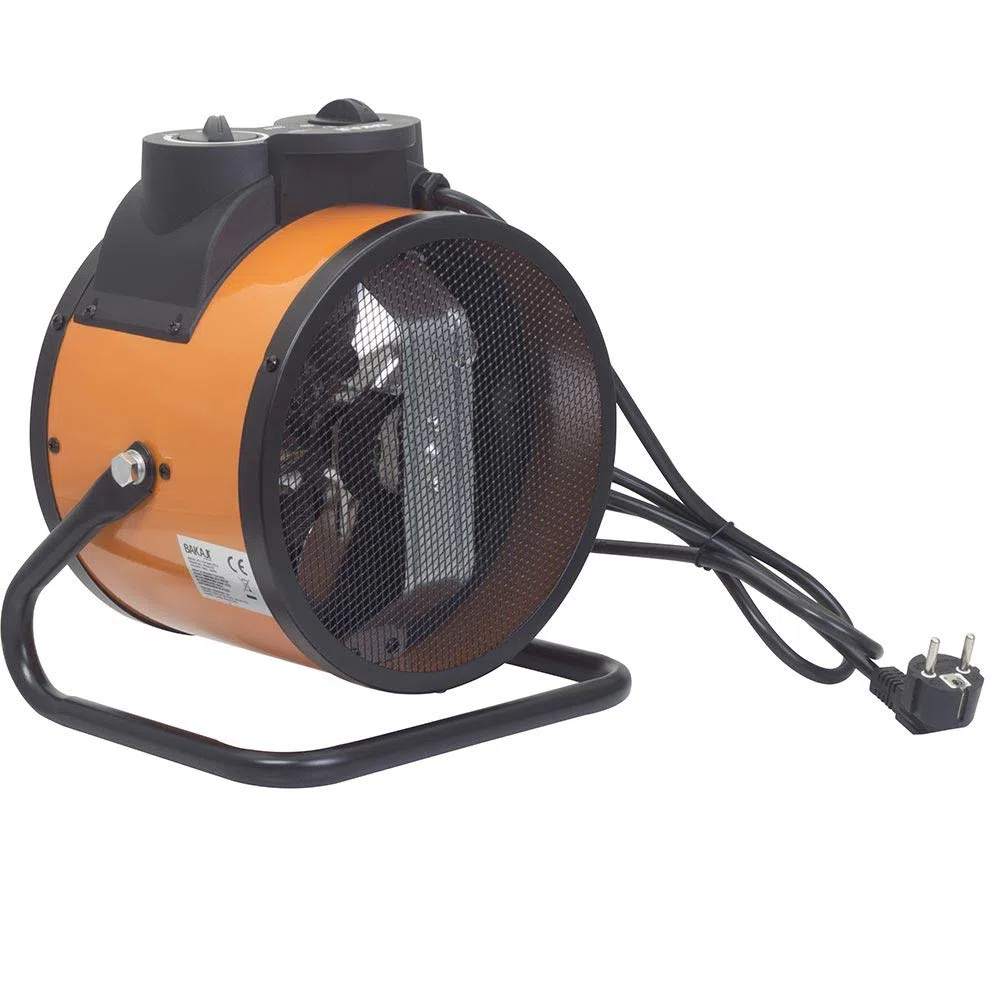 Bakaji Stufa Elettrica con Elementi Riscaldanti in Ceramica Termoventilatore Soffiante Industriale Potenza 3000W Termostato Regolabile Funzione Ventilatore Freddo Inclinazione Regolabile (3000 Watt)