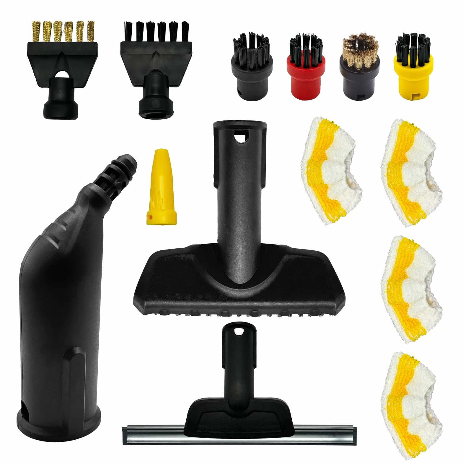 Magicbox Set di 14 accessori per pulitore a vapore Kärcher SC1-SC5 | spazzole rotonde, panni in microfibra, spazzola per fughe, ugello manuale | ABS e nylon