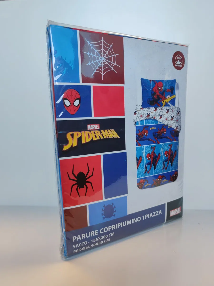 Novia - Copripiumino Singolo - Spiderman - 100% Cotone, Disney, stampa colorata, facile da lavare, confortevole e piacevole sulla pelle