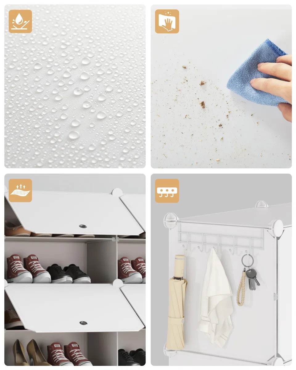 Mondeer Scarpiera in plastica a 10 livelli, portascarpe organizer per 40 paia di scarpe, salvaspazio, per corridoio, camera da letto, soggiorno, ingresso (bianco)