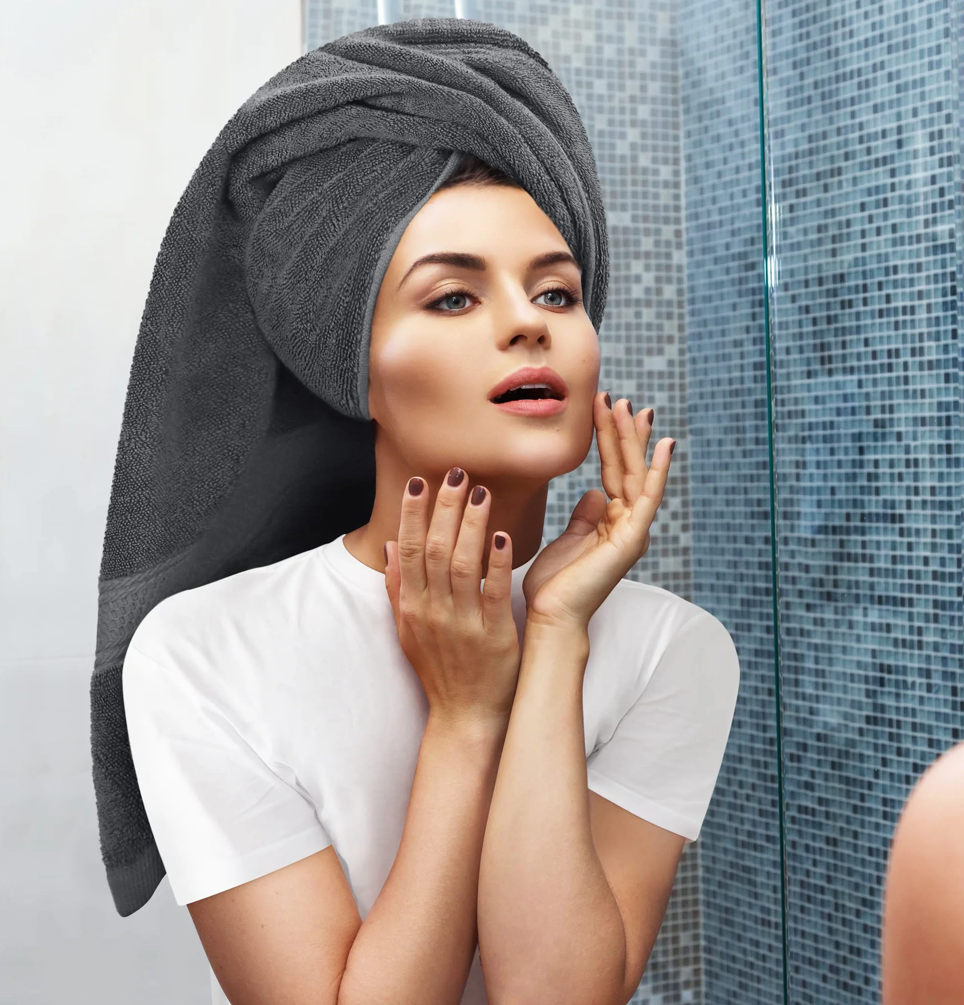 Utopia Towels, Set Di Asciugamani Da 8 pezzi, 2 Asciugamani Da Bagno, 2 Asciugamani a Mano e 4 Panni Da Lavare, Altamente Assorbente Per Bagno, Palestra, Hotel e Spa (Grigio)