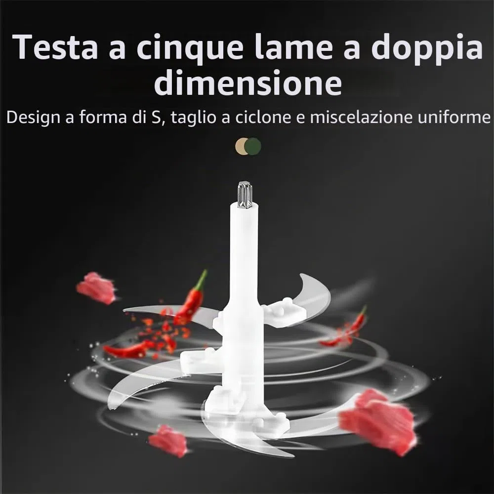 5L tritacarne elettrico, 500 W, 3 velocità, lame in acciaio inossidabile 3D, cibo processor per carni, verdure, frutta, cipolle