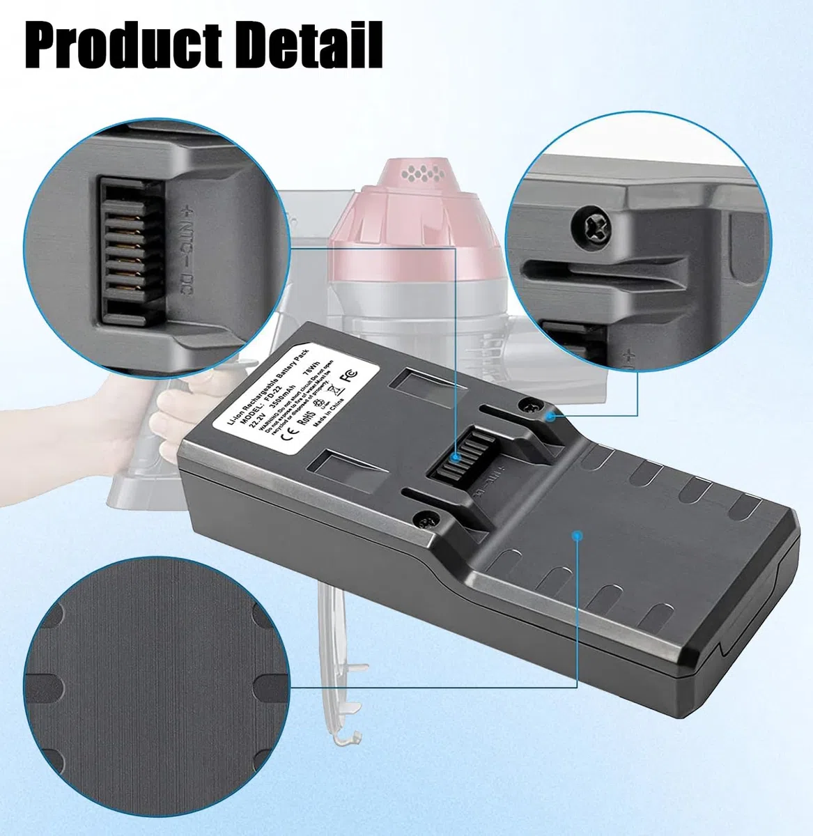Remate 3500mAh Sostituzione per Hoover modello 35601729 Batteria, compatibile con Hoover Freedom 2in1 22.2V FD22 aspirapolvere