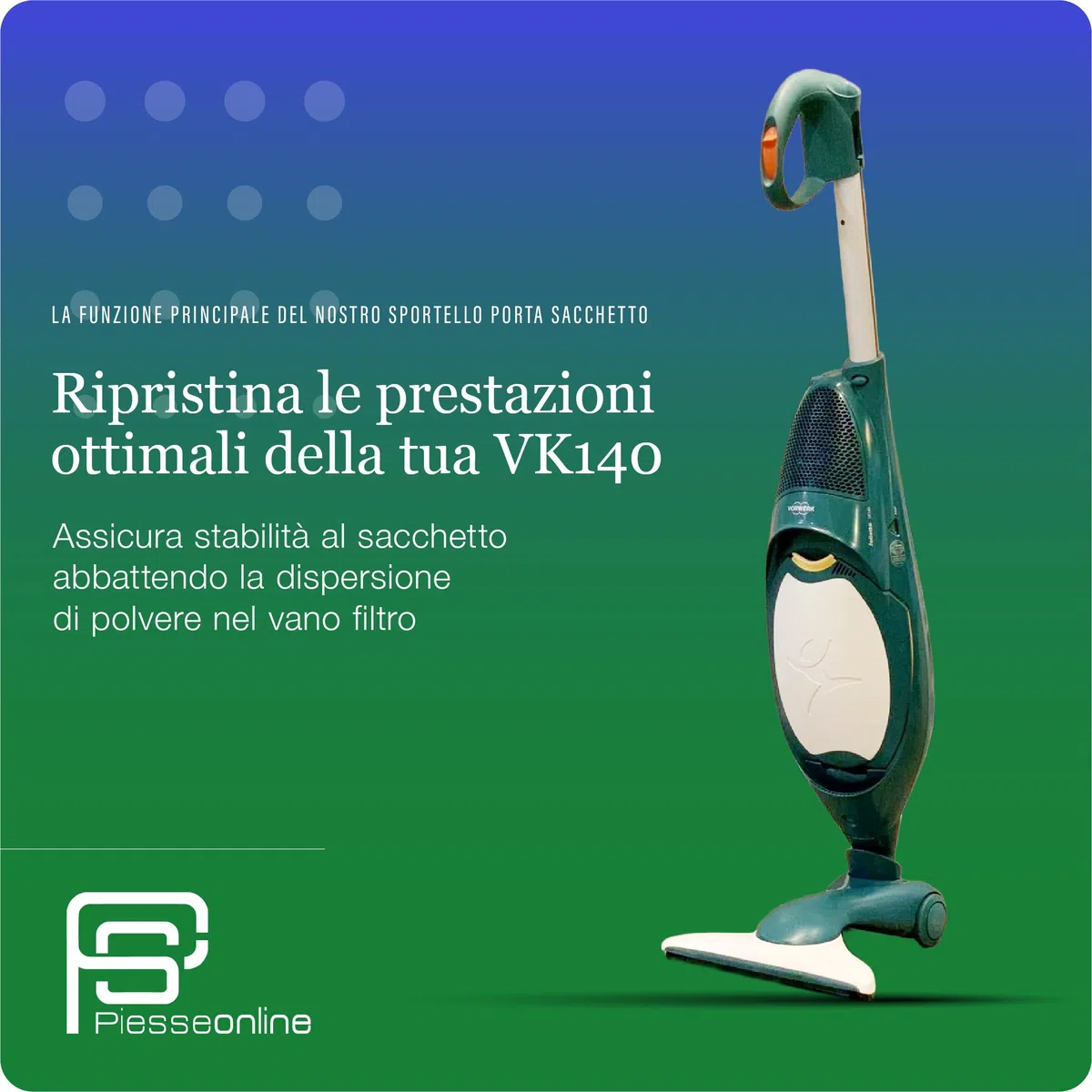 Sportello Folletto VK140, Ricambio per Folletto VK140, Unità Filtro Compatibile (non originale) Che Monta Come L’originale, Chiusura Sicura ERMETICA, Installazione Rapida FACILITATA