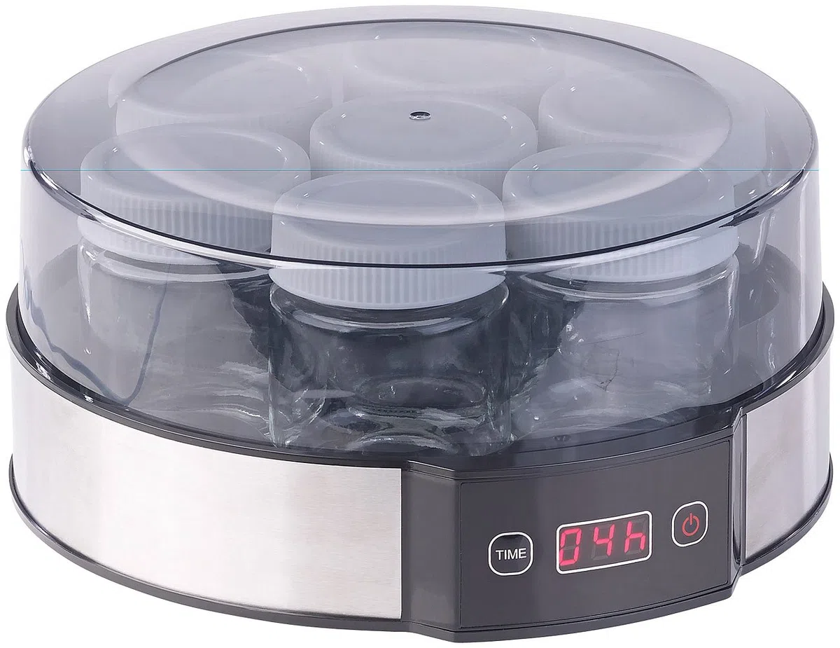 Rosenstein & Söhne yogurtiera: Yogurt Maker, Timer, 7 bicchieri porzionati da 190 ml (macchina per yogurt, termostato elettrico fai da te cultura fresca)