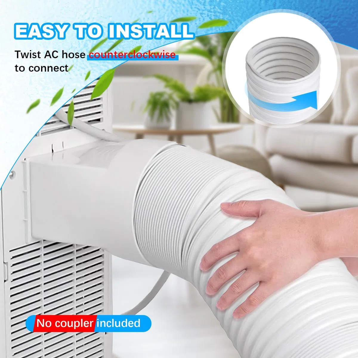 Tubo Condizionatore Portatile L1,5 m Ø 150 mm, Tubo Scarico Climatizzatore, Tubi Flessibile per Aria Condizionata con Filettatura Antioraria, Accessori Universale per Condizionatori Mobili