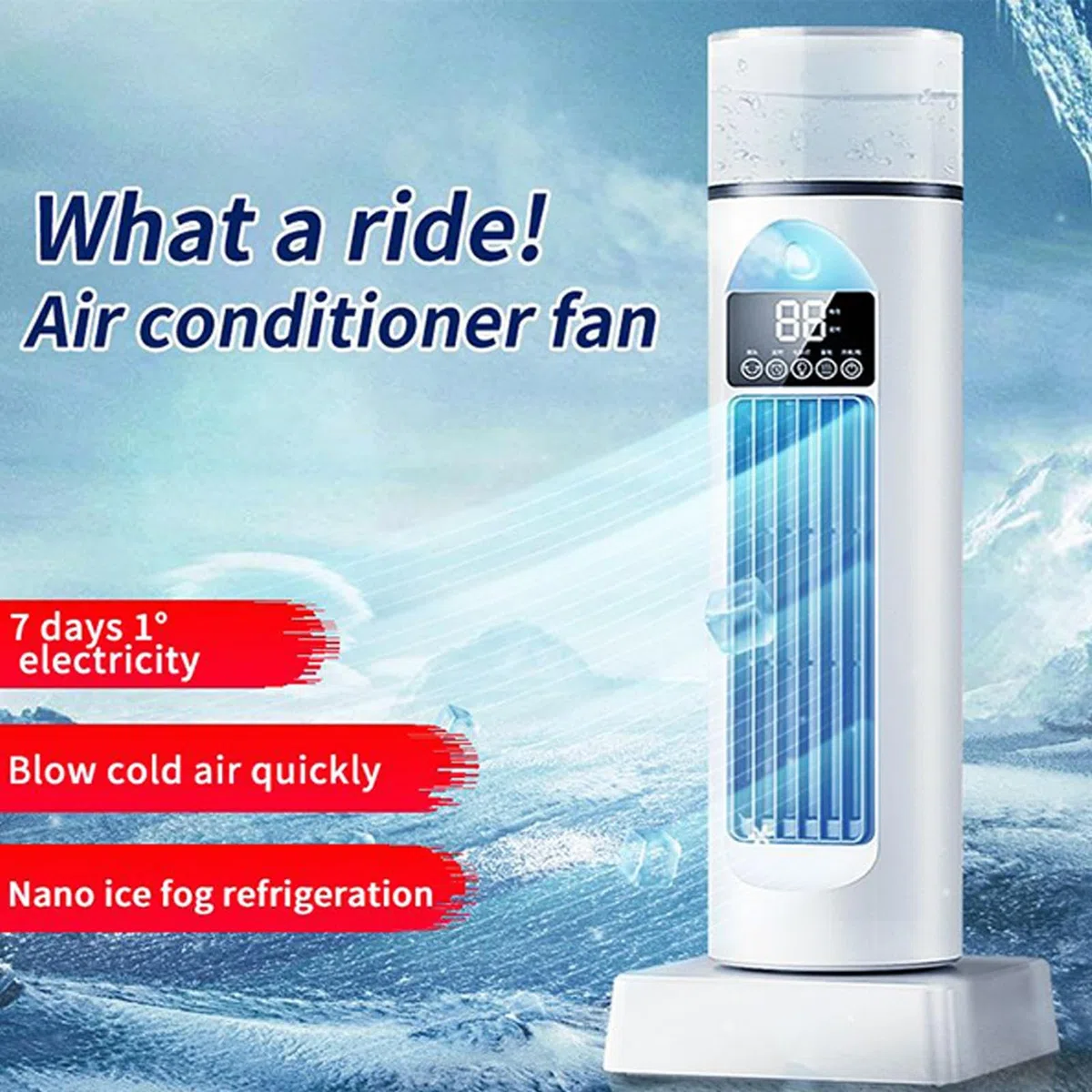 Ventilatore per aria condizionata, condizionatore d'aria personale, ventola AC – silenzioso, oscillante a 6 velocità, con telecomando e serbatoio 'acqua, timer 6 ore, per casa, ufficio,