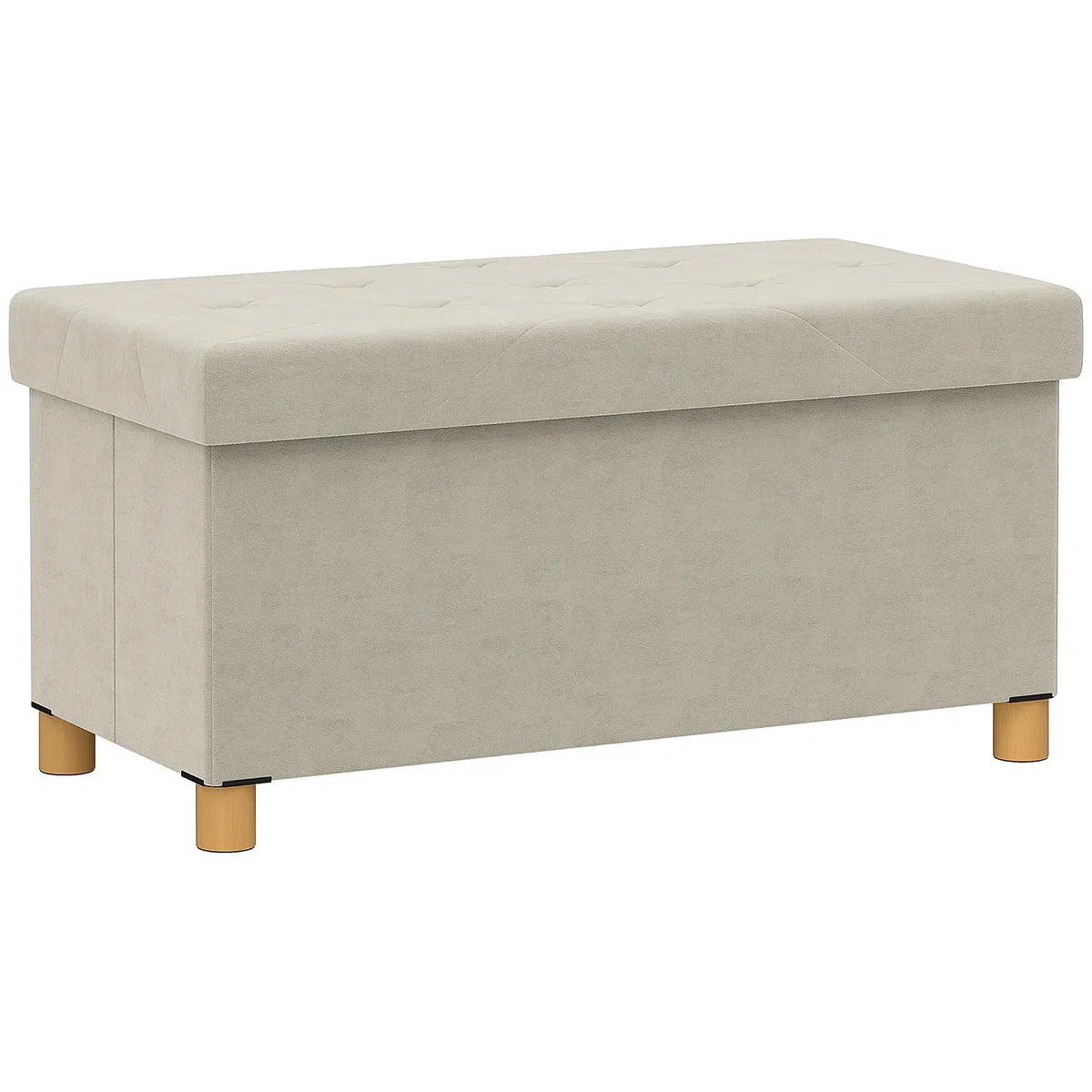 HOMCOM Panca Contenitore Pieghevole da 67L, Panca Fondoletto con Coperchio Imbottito e Rivestimento Vellutato, per Soggiorno, Camera da Letto e Ingresso, 76x38x38cm, Bianco Crema