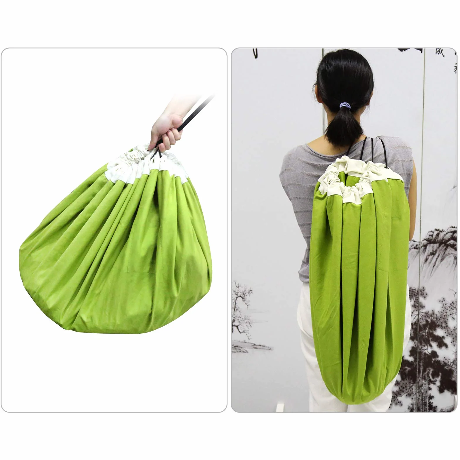 Borsa Per Giocattoli, BELLESTYLE Tela di cotone 150CM Tappetino da gioco per bambini Organizzatore di giocattoli Borsa rapida per Memorizzazione di giocattoli di piccole e medie dimensioni - Verde