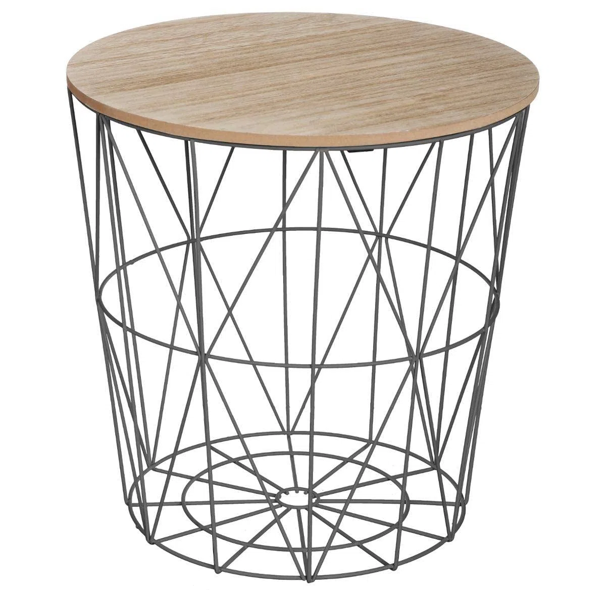 Atmosphera - Tavolino laterale Kumi Basket - Nero ed effetto legno, P. 40 x H 41 cm, con vano contenitore integrato - Per soggiorno, camera da letto, tavolino d'appoggio