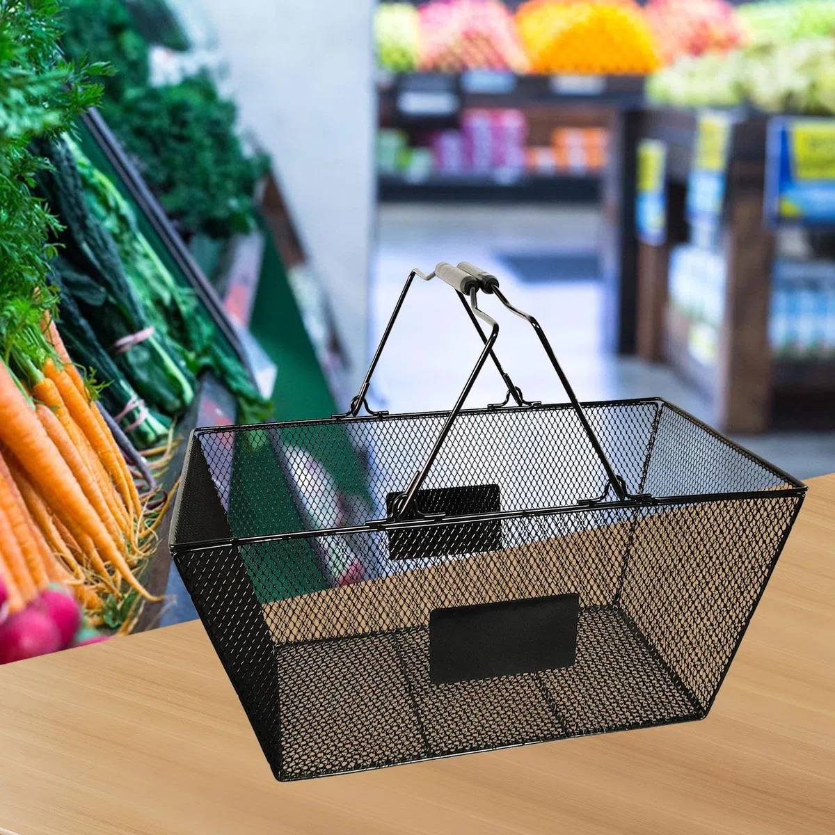 Generic Cestino della Spesa in Metallo, Nero, per Giardino, Negozio al Dettaglio