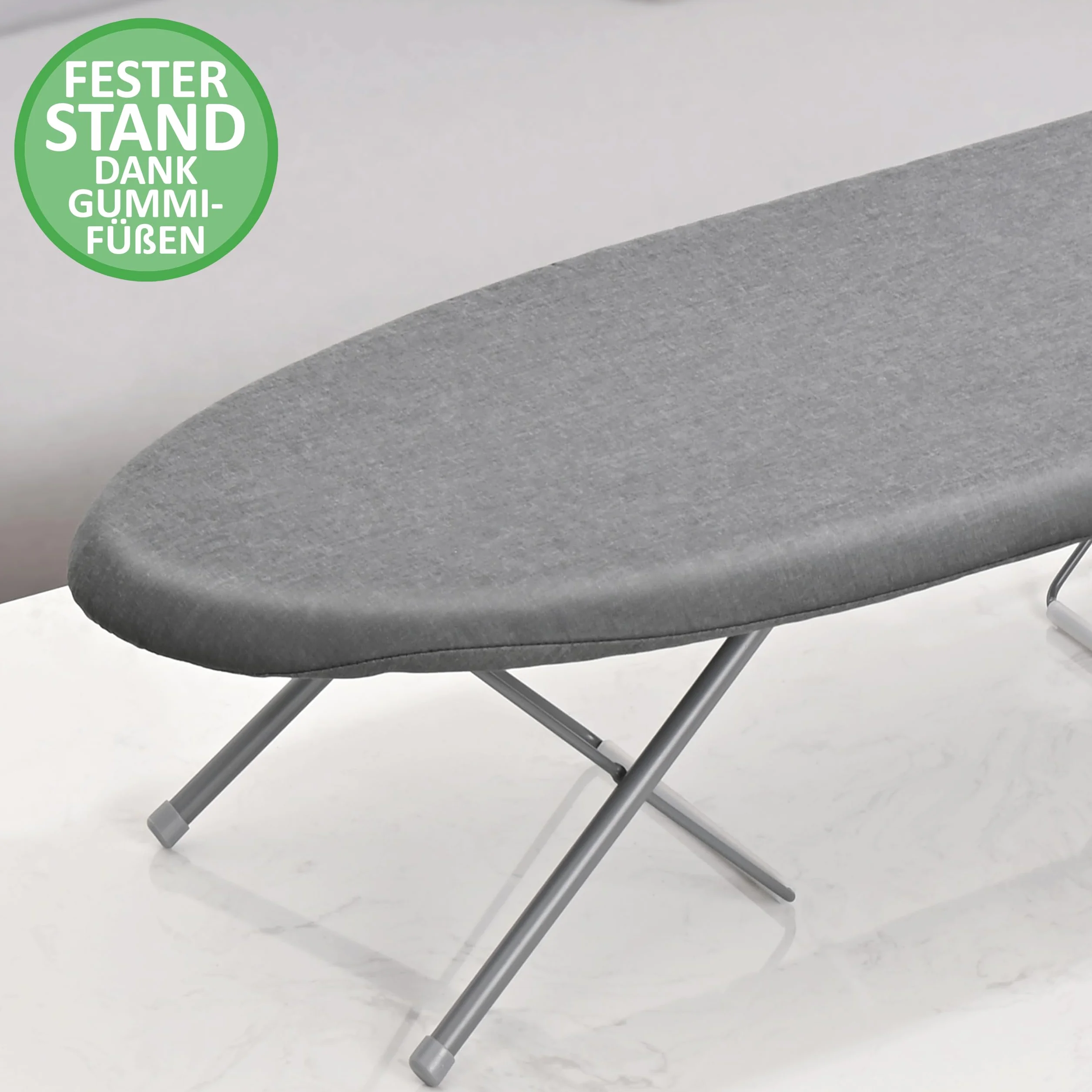 SimplySmooth Asse da Stiro Pieghevole – Da tavolo con ripiano per ferro da stiro, 77 x 30 cm, con maniglia, piedini in gomma e rivestimento di alta qualità. Perfetto per un uso pratico e salvaspazi