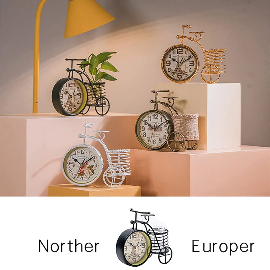 Orologio da tavolo da bicicletta alla moda creativo in ferro metallo silenzioso orologio da tavolo soggiorno camera da letto decorazione