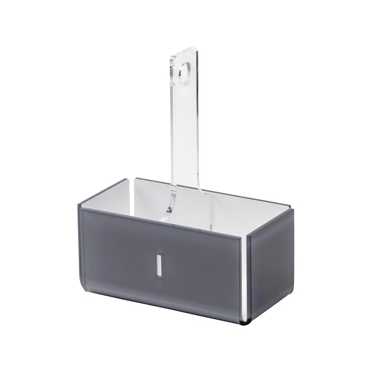 LINEE Recanati MEDITERRANEA Porta Bicchieri Doppio in PMMA 18x10x23 cm – Supporto Decorativo da Tavola Moderno – Made in Italy (Grigio Trasparente/Bianco)