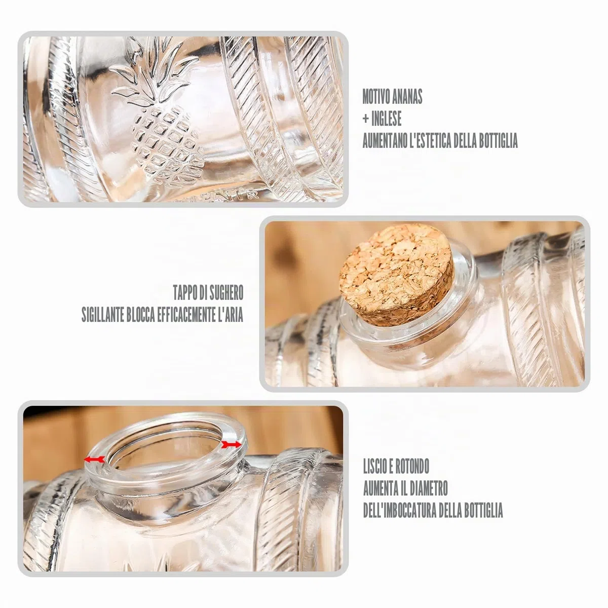 Dispenser per bevande a forma di barile da 1 L, caraffa per whisky per alcolici con rubinetto, dispenser trasparente con base in legno per vino, botte per whisky, limonata (JS-1)