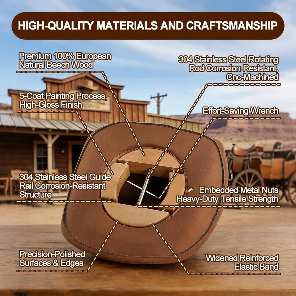 Tenditore per cappelli a 4 vie, estensore per cappelli a quattro vie, fibbia girevole regolabile, per cappelli da cowboy, Fedora, cappelli da baseball, Easy to Stretch