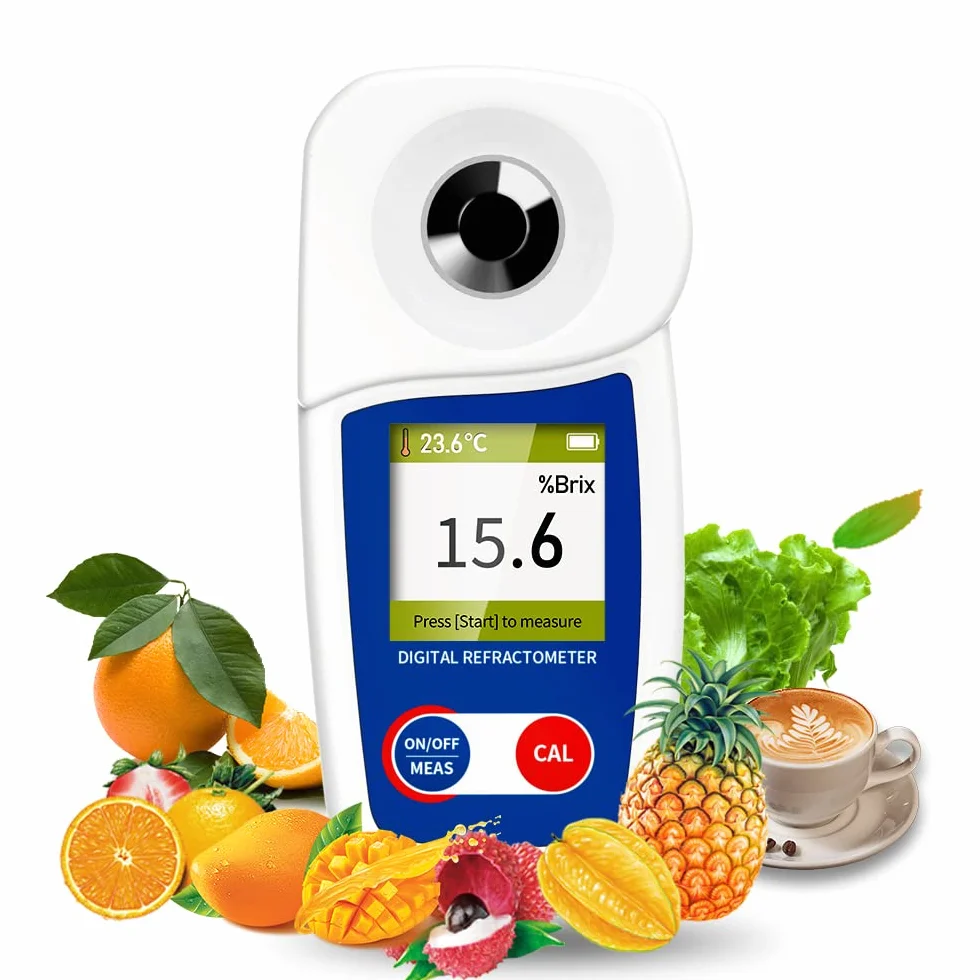 Rifrattometro digitale Brix, misuratore Flagfront-Brix, rifrattometro, compensazione automatica della temperatura, rifrattometro Brix, intervallo 0-55% ± 0,1% precisione