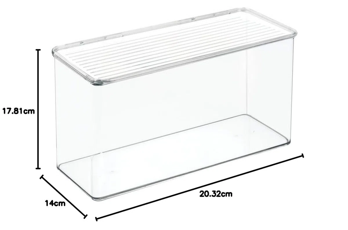 iDesign Kitchen Binz Scatola impilabile, 14 x 34 x 18 cm, trasparente, 14 x 34 x 18 cm