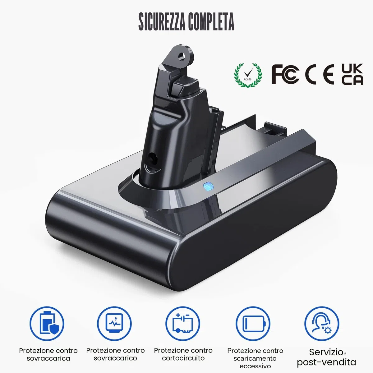 6000mAh V6 Batteria per Dyson V6, Batteria di Ricambio per Dyson DC62 DC58 DC59 DC61 DC72 DC74 Extra, Trigger, Fluffy, Absolute SV03 SV05 SV06 SV07 SV092（2 filtri + 1 pennello）
