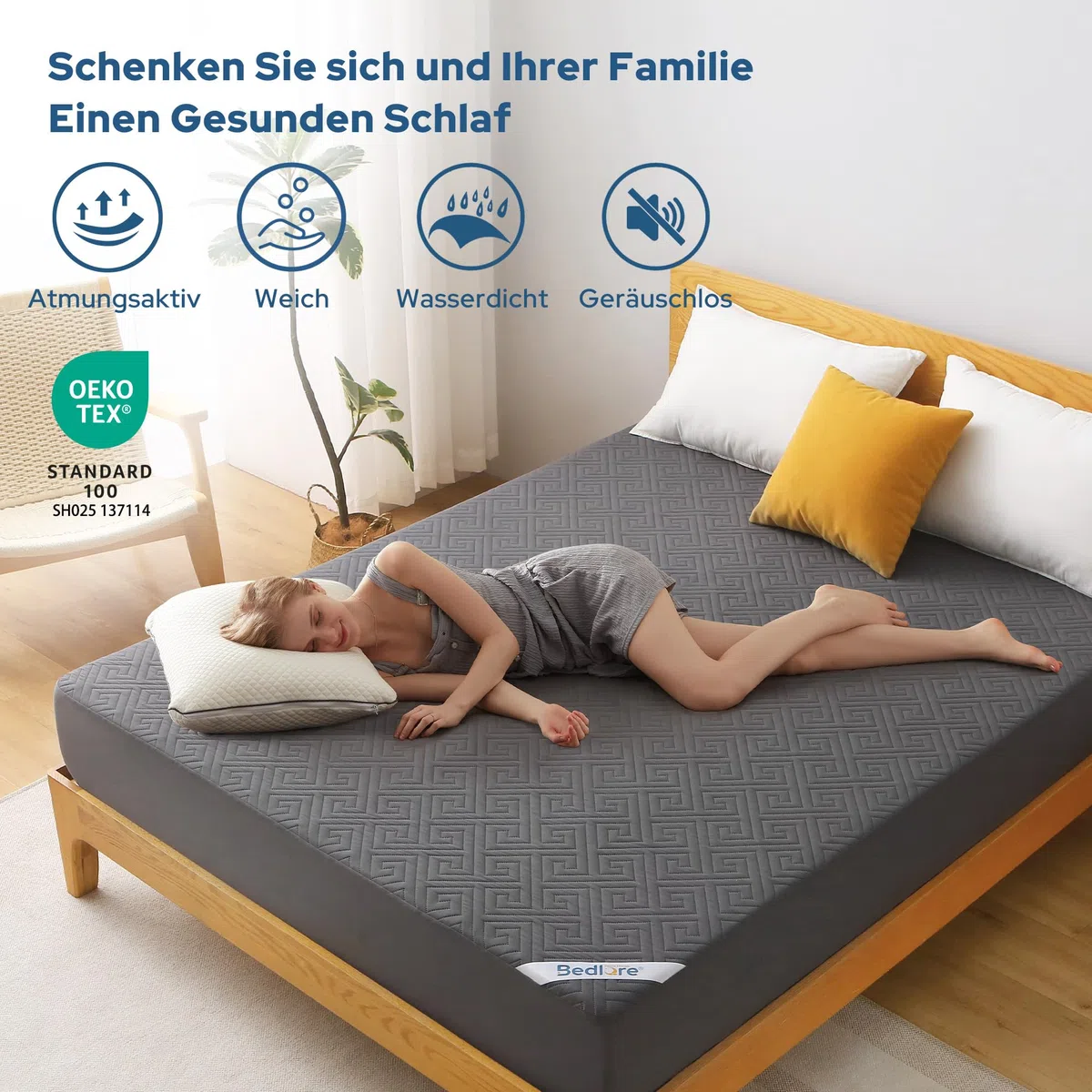 BEDLORE Coprimaterasso 140 x 200 cm, impermeabile con protezione materasso, berretto 30 cm con elasticità tutto intorno, protezione materasso certificato Oeko-TEX, coprimaterasso morbido e traspirante