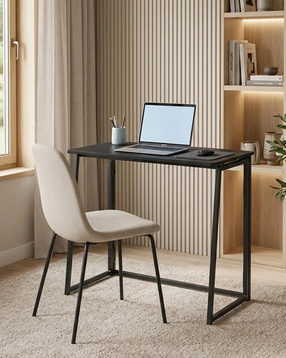 Tavolo per computer pieghevole, 80 x 40 x 74 cm, nero, piccolo tavolo in PC, pieghevole, salvaspazio, per ufficio, soggiorno, camera da letto
