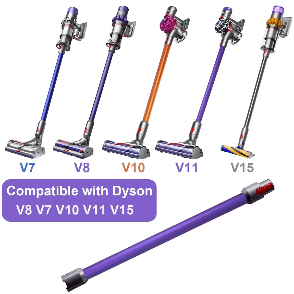 Ricambi Tubo per Dyson V15 V11 V10 V8 V7 Aspirapolvere, Tubo Telescopico è 72 CM, Viola Tubo Prolunga
