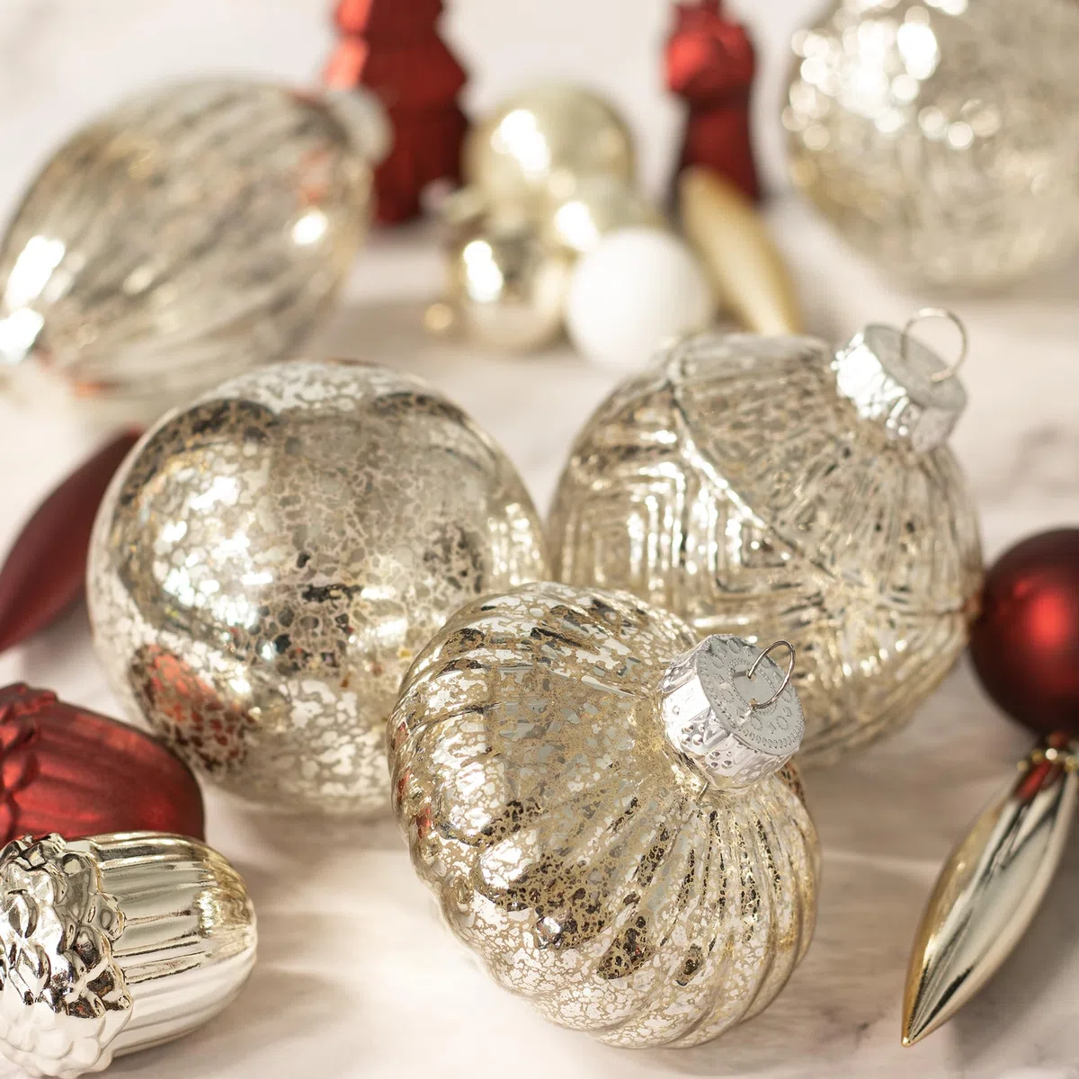 8 pezzi palline di natale champagne vetro palla di vetro glass ciondoli e pendenti palline ornamento di mercurio deocro natalizio Appendiabiti Decorazioni natalizie Addobbi
