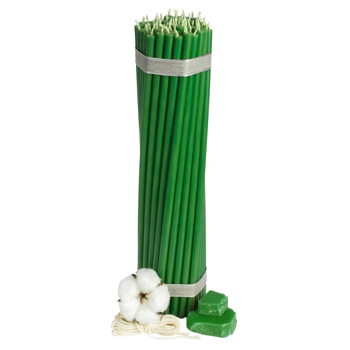 Diveevo Candele di cera d'api Kirchliche Nr. 30 – 50 pezzi, candele rituali di alta qualità, lunghezza: 29,5 cm, diametro: 8,5 mm, 150 minuti, colore verde, 700 g, senza gocce e fumo