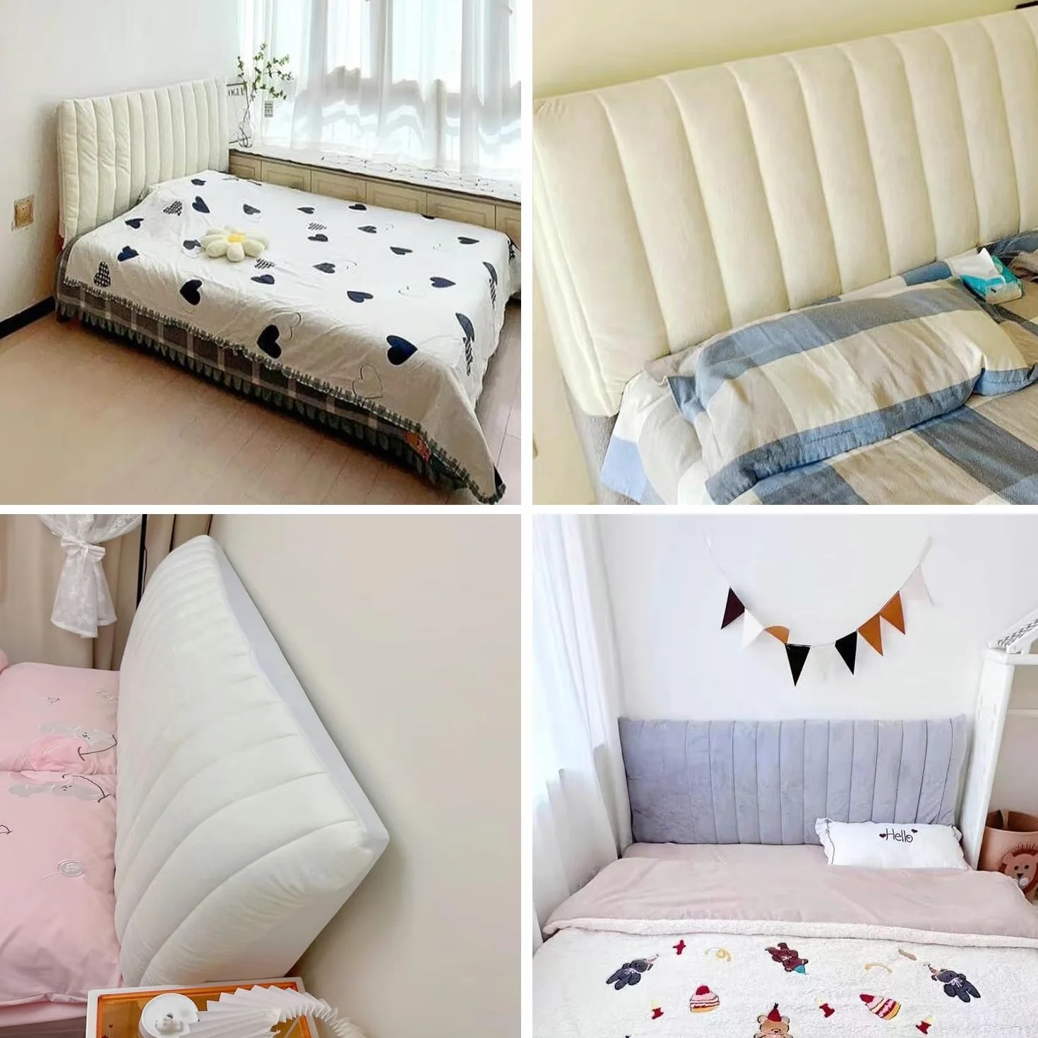 Copritestata Letto Copertura/Copri Testiere Letto Matrimoniale Imbottito Bianco,Velluto Elasticizzato Morbido Tessuto Universale,per Testiera Letto Decorazione(White,180cm)