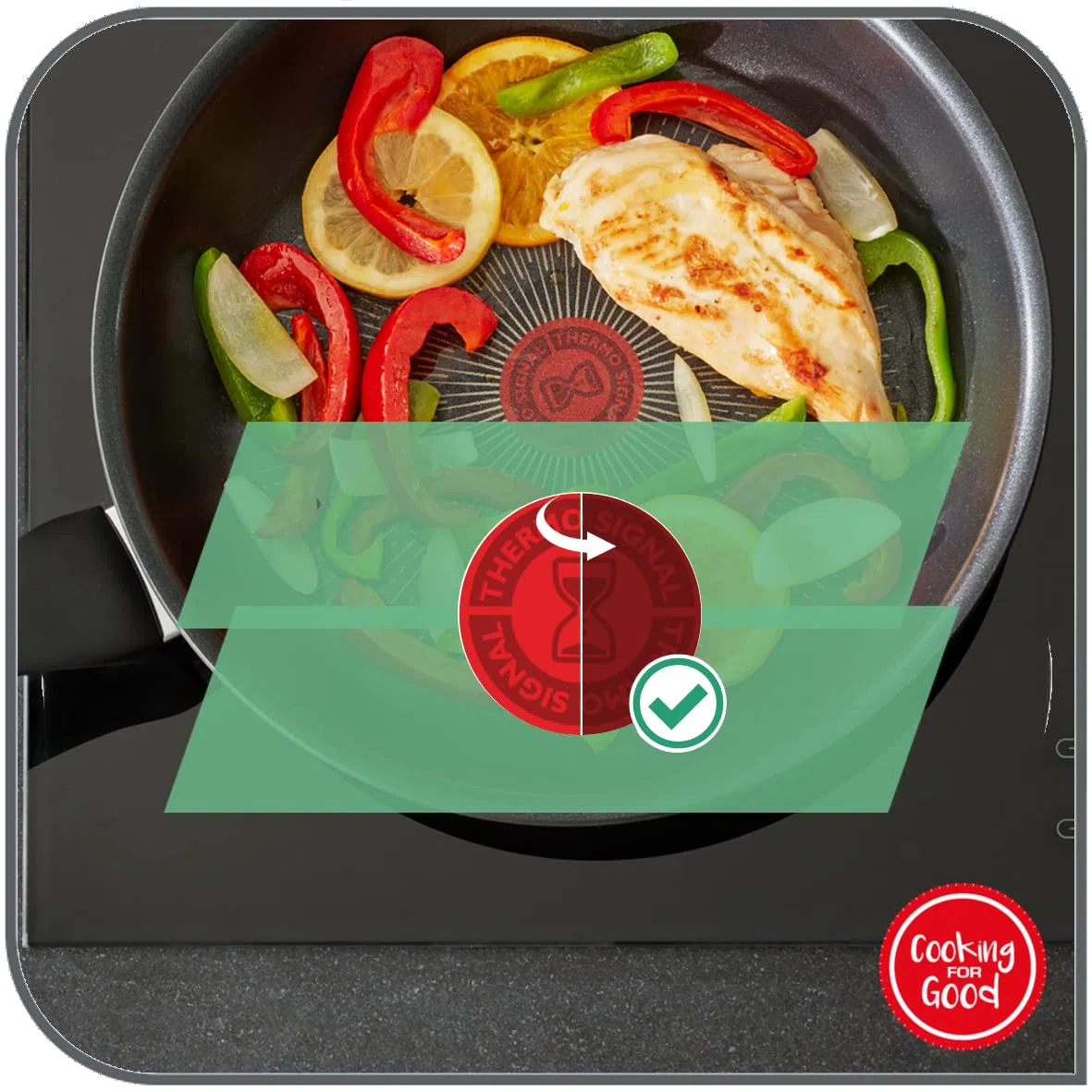 Tefal C38819 Hard Titanium Essential Wok Padella 28 cm | Rivestimento antiaderente con particelle di titanio | Indicatore di temperatura del segnale termico | Lavabile in lavastoviglie | Made in