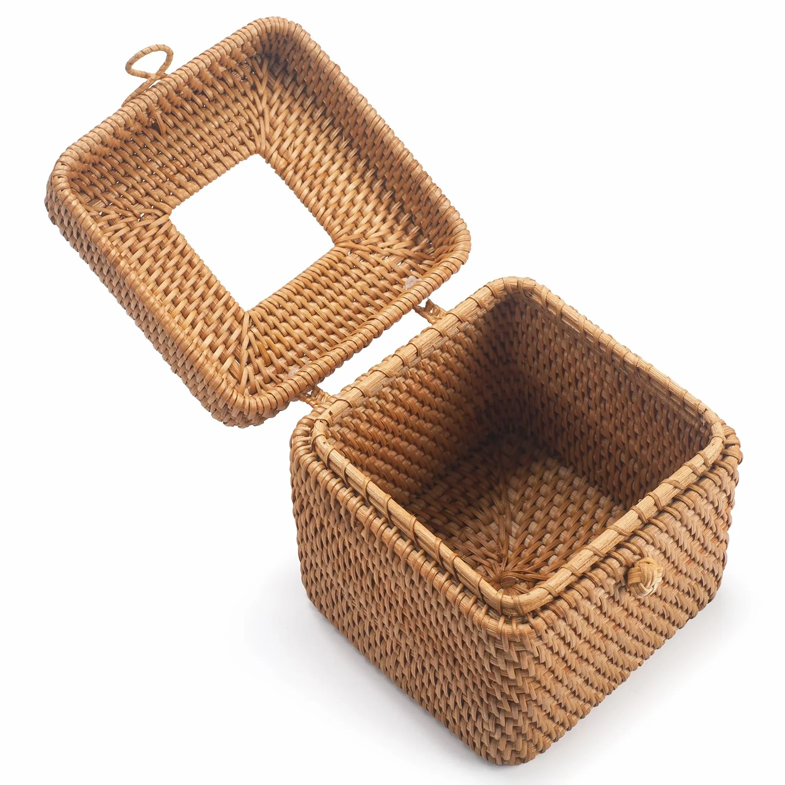 Scatola per fazzoletti in Rattan Quadrato con Coperchio, Scatola per Salviette in Vimini, Scatola da Fazzoletti Intrecciato Decorativa per Bagno, Soggiorno, Cucina, Camera da Letto (Naturale)