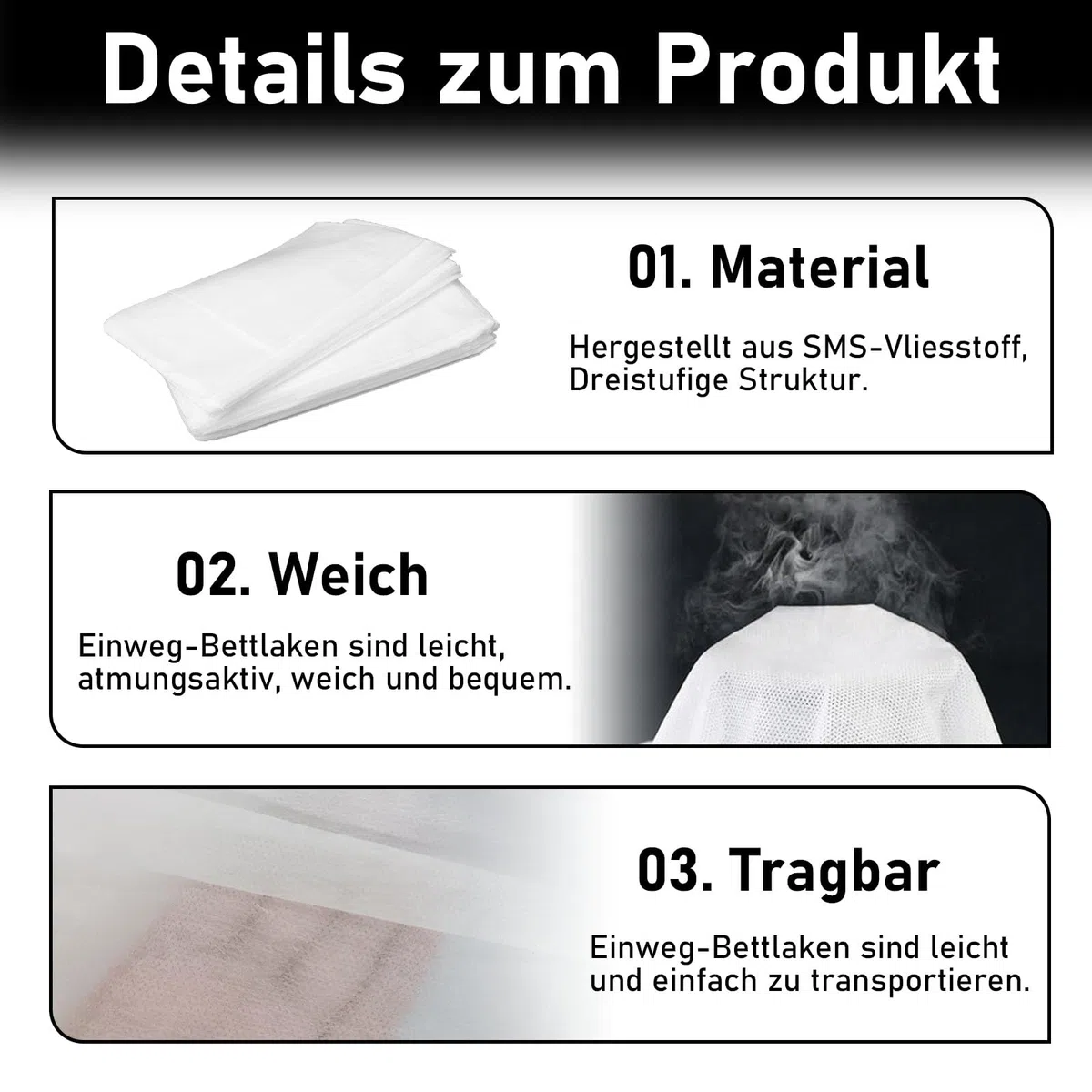 Lenzuolo Usa e Getta, 100 Pezzi 80 x 180cm Lenzuola Monouso in Tessuto non Tessuto, Copri Lettino Estetista, per uso in Centri Medici Temporanei, Case di Cura, Bianco