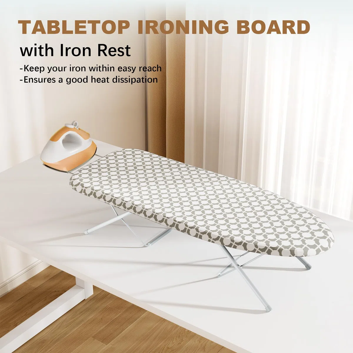 Assi da Stiro Piccolo Pieghevole Salvaspazio Portatile Professionale con Telaio (Grigio)