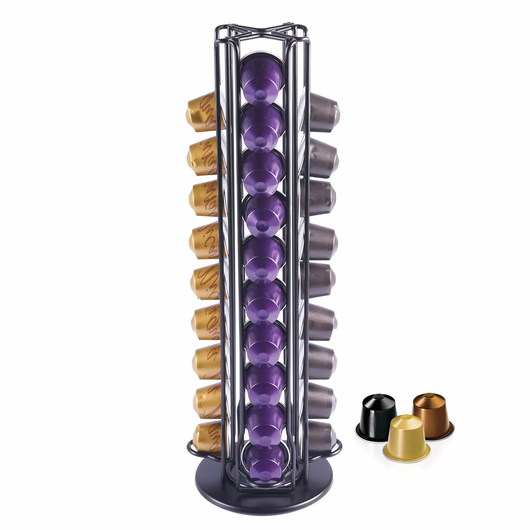 Porta Capsule per caffè Compatibile con Nespresso Originali Supporti per Capsule Contenitore Capsule con Supporto Girevole Verticale 360°,40 Cialde Nero